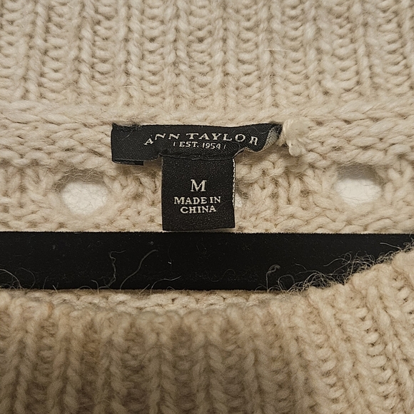 Ann Taylor Cream Open-Knit Sweater - Picture 2 of 5